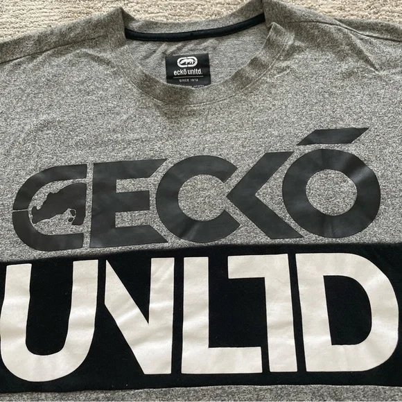 Ecko UNLTD Shirt Men's 3XL Gray Spellout Graphic Short Sleeve Hip Hop Streetwear - Picture 2 of 8